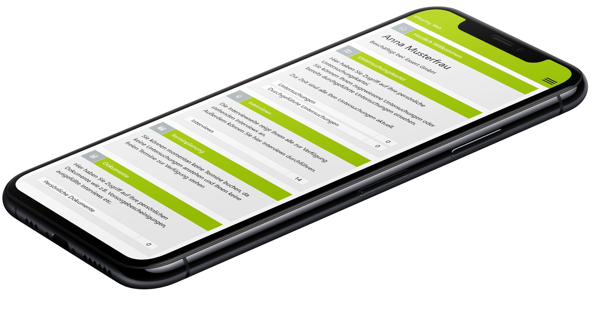Anmeldung Mobile mit Screen aus der Plattform sHealthy