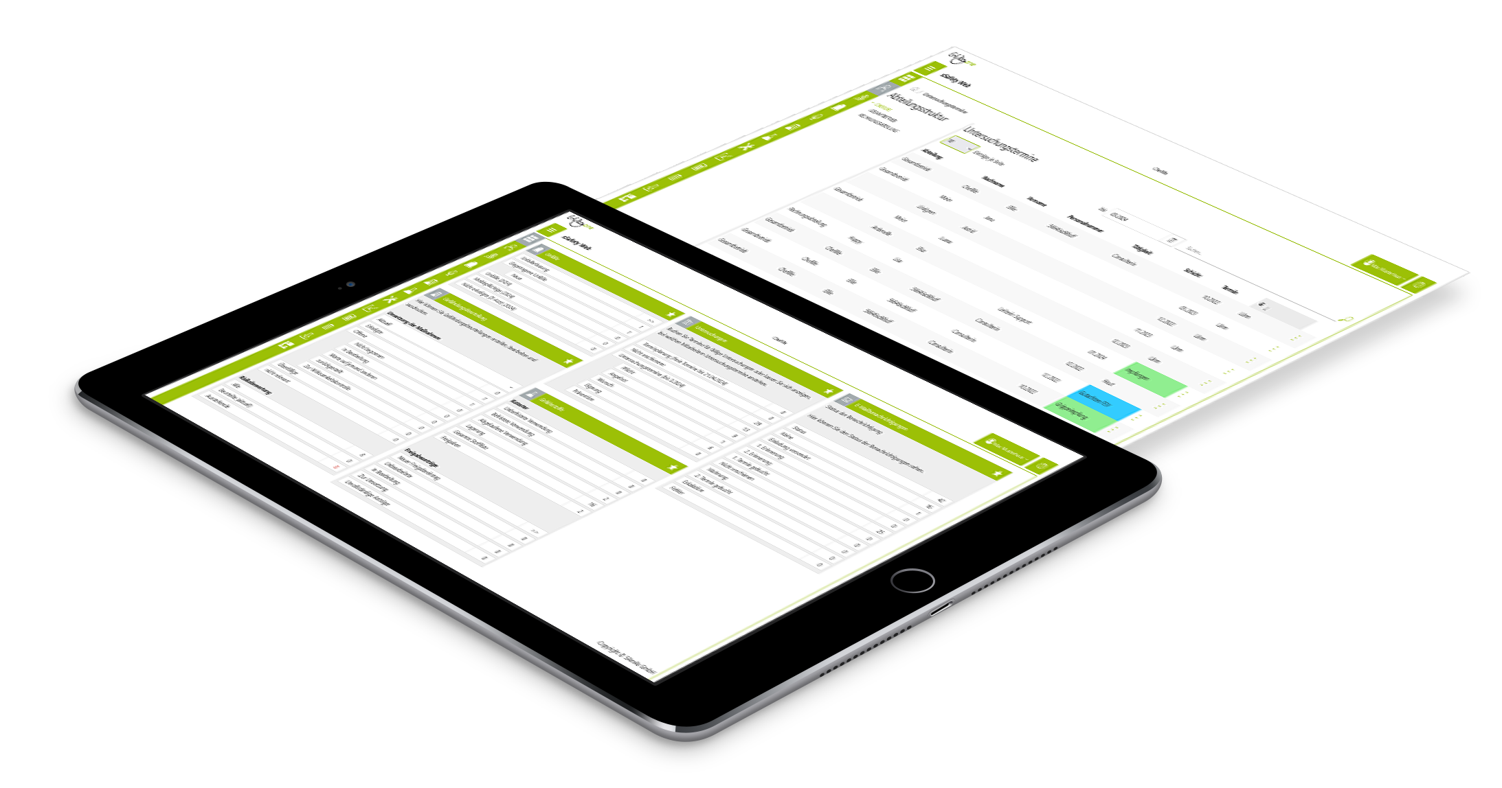 Anmeldung Tablet mit Screen aus der Plattform sSafety Web